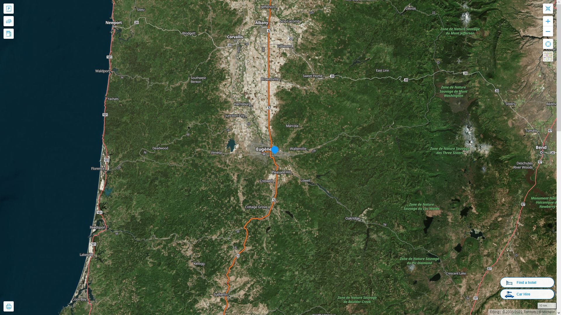 Springfield Oregon Highway and Road Map with Satellite View